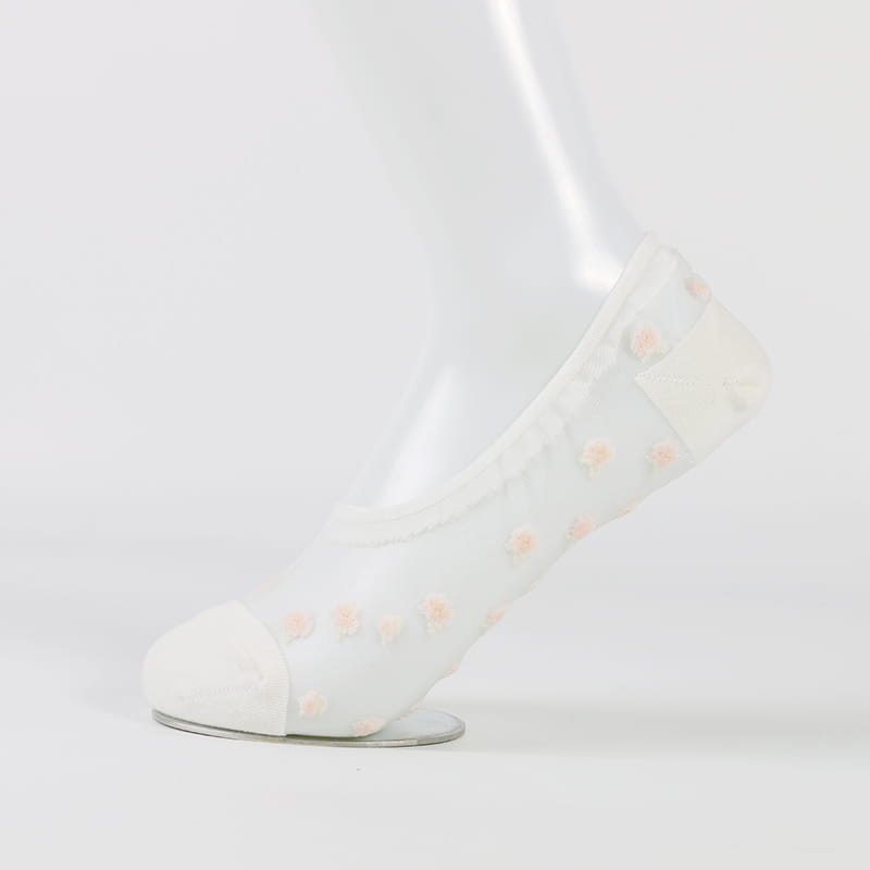 Chaussettes invisibles en soie et nylon transparentes pour femmes, motif floral, invisibles