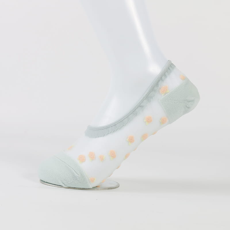 Chaussettes invisibles en soie et nylon transparentes pour femmes, motif floral, invisibles