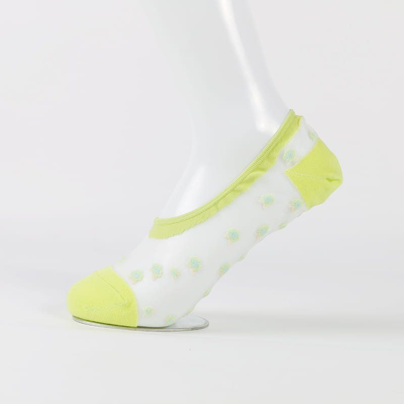 Chaussettes invisibles en soie et nylon transparentes pour femmes, motif floral, invisibles