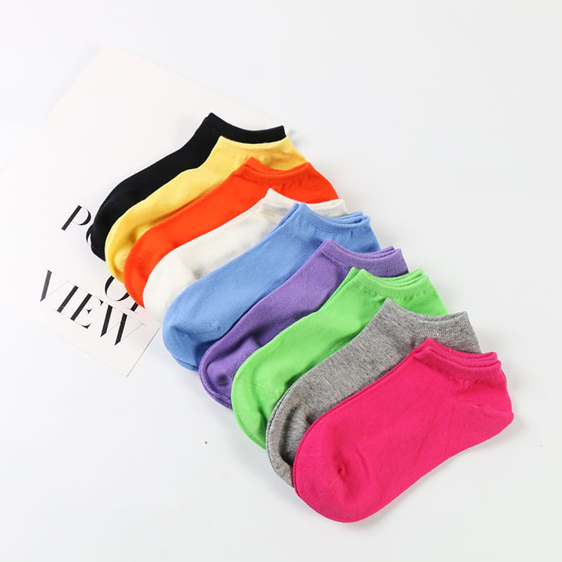 Chaussettes en coton pour femmes, vente en gros, couleur unie, coupe basse, invisibles, vente en gros