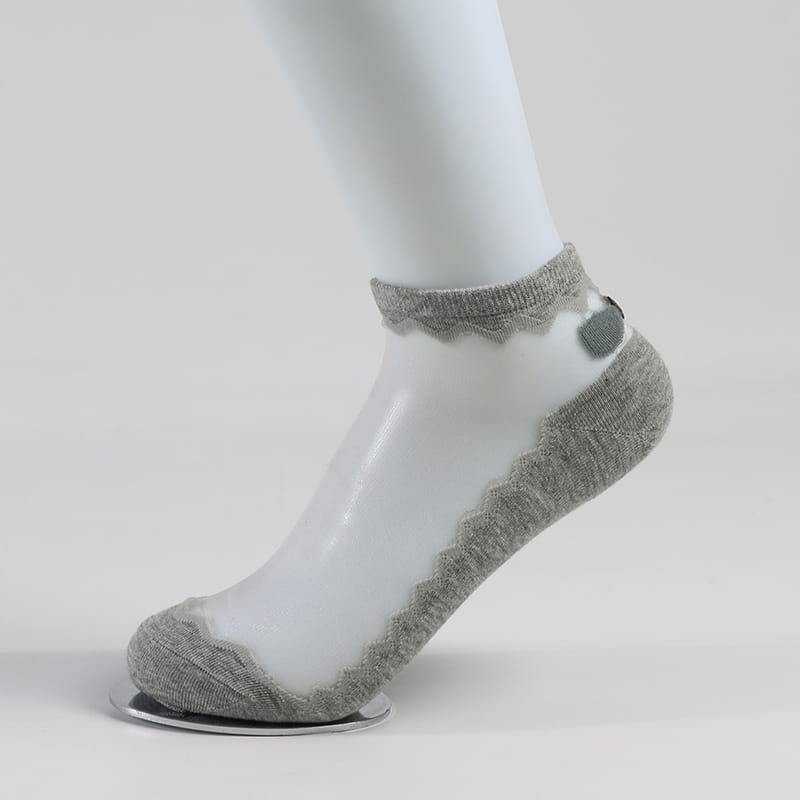 Chaussettes d'été en dentelle avec nœud papillon pour femmes, confortables, transparentes, en soie cristal