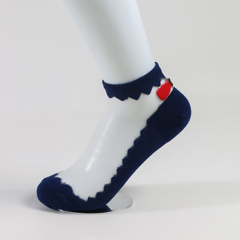 Chaussettes d'été en dentelle avec nœud papillon pour femmes, confortables, transparentes, en soie cristal