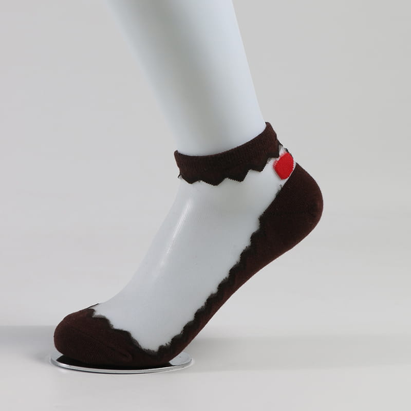 Chaussettes d'été en dentelle avec nœud papillon pour femmes, confortables, transparentes, en soie cristal