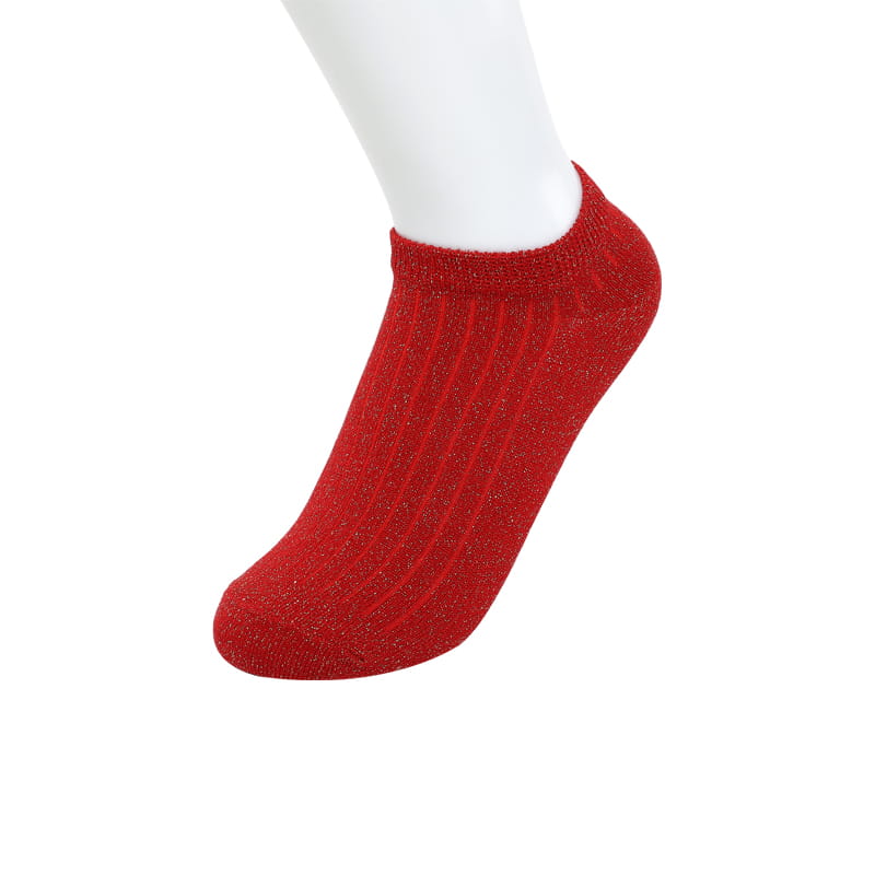 Chaussettes bateau femme fleur de coton en soie or et argent