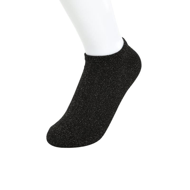 Chaussettes bateau femme fleur de coton en soie or et argent