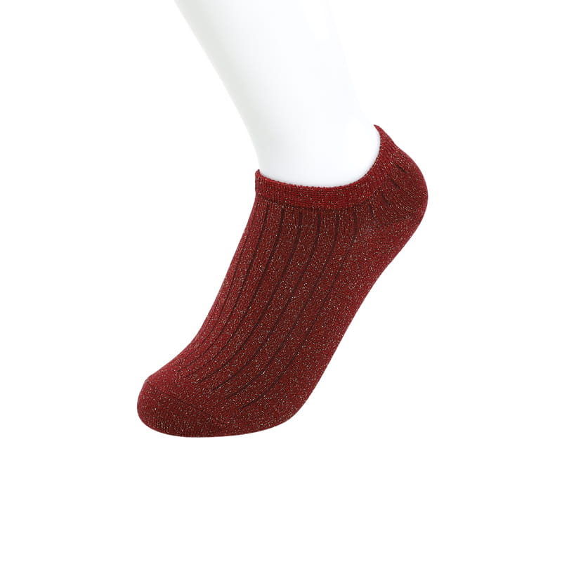 Chaussettes bateau femme fleur de coton en soie or et argent