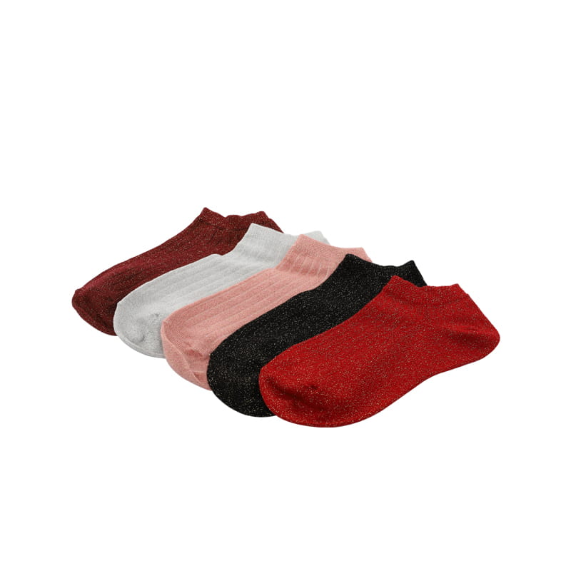 Chaussettes bateau femme fleur de coton en soie or et argent