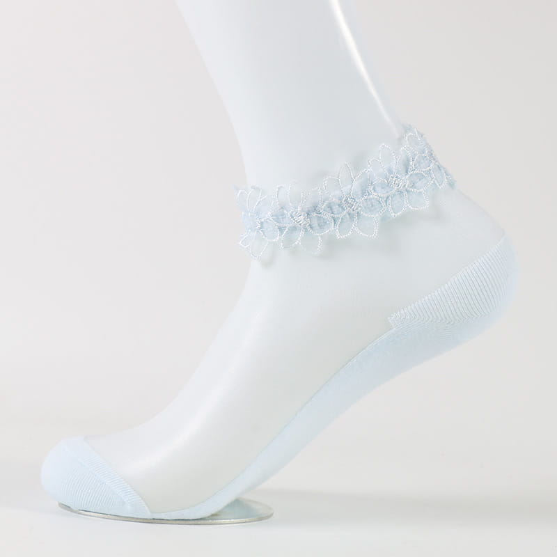 Chaussettes en soie transparentes pour femmes, vente en gros, mignonnes filles, dentelle transparente, dames