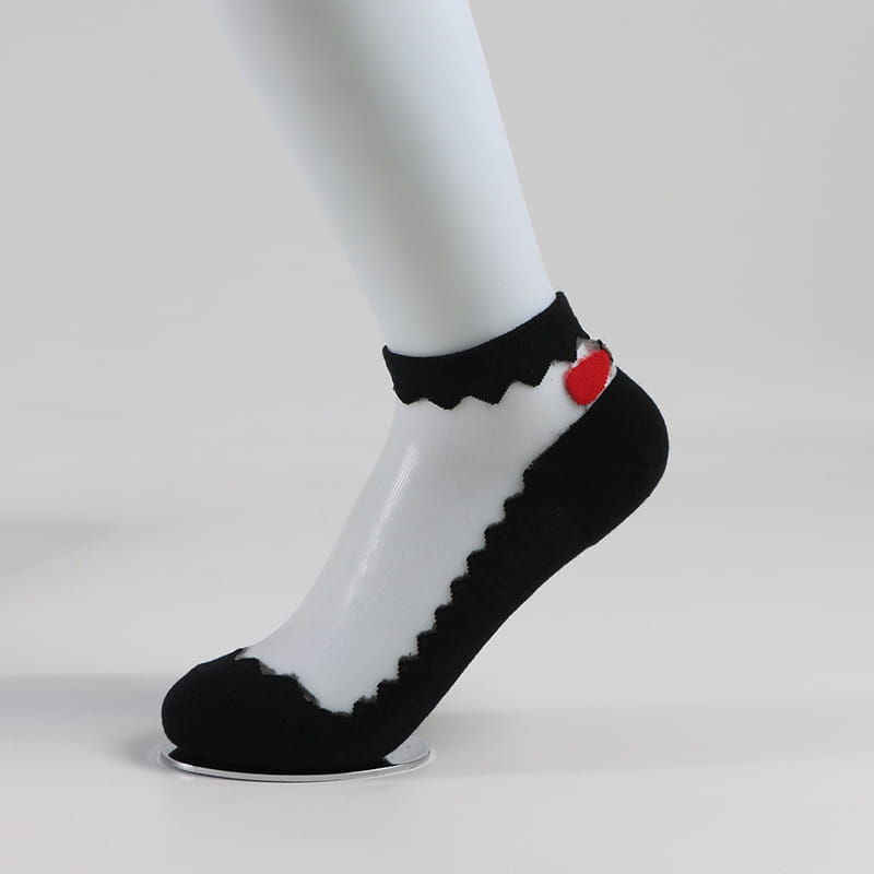 Chaussettes d'été en dentelle avec nœud papillon pour femmes, confortables, transparentes, en soie cristal