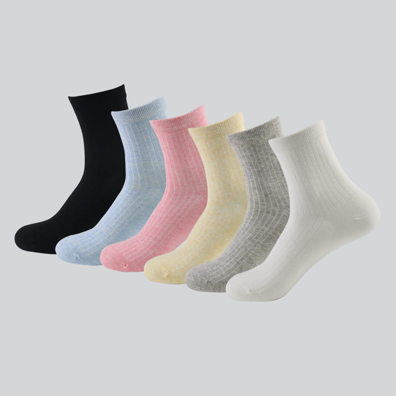 6 couleurs en gros coton Teen Tube blanc Crew femmes chaussettes d'hiver