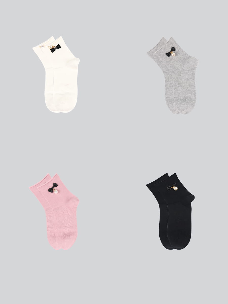 Chaussettes à nœud Kawaii pour femmes, vente en gros, chaussettes de dessin animé