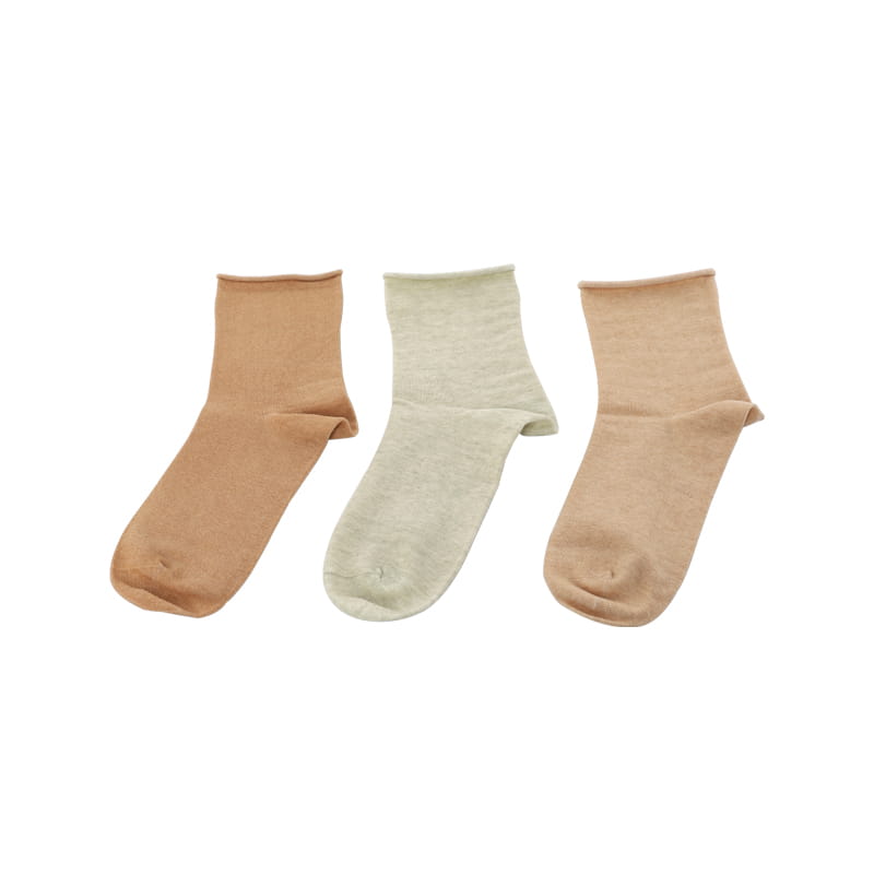 Fil de coton de couleur naturelle, bouche roulée, chaussettes pour femmes respirantes, absorbant l'humidité, inoffensives, épaissies 98% coton cousues à la main