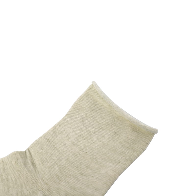 Fil de coton de couleur naturelle, bouche roulée, chaussettes pour femmes respirantes, absorbant l'humidité, inoffensives, épaissies 98% coton cousues à la main