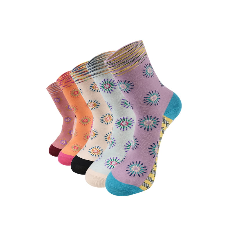 Chaussettes mignonnes à motifs de fleurs pour femmes, en coton imprimé artistique, personnalité créative et colorée, automne hiver