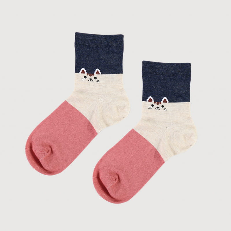 Chaussettes de dame super douces en jacquard de soie filée de chat de bande dessinée de mode