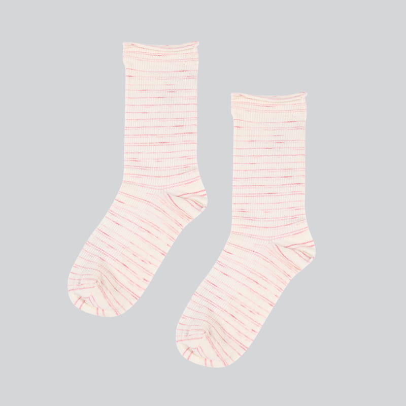 Nouveauté échantillon conception vert rayure côtelé équipage femmes chaussettes en coton peigné