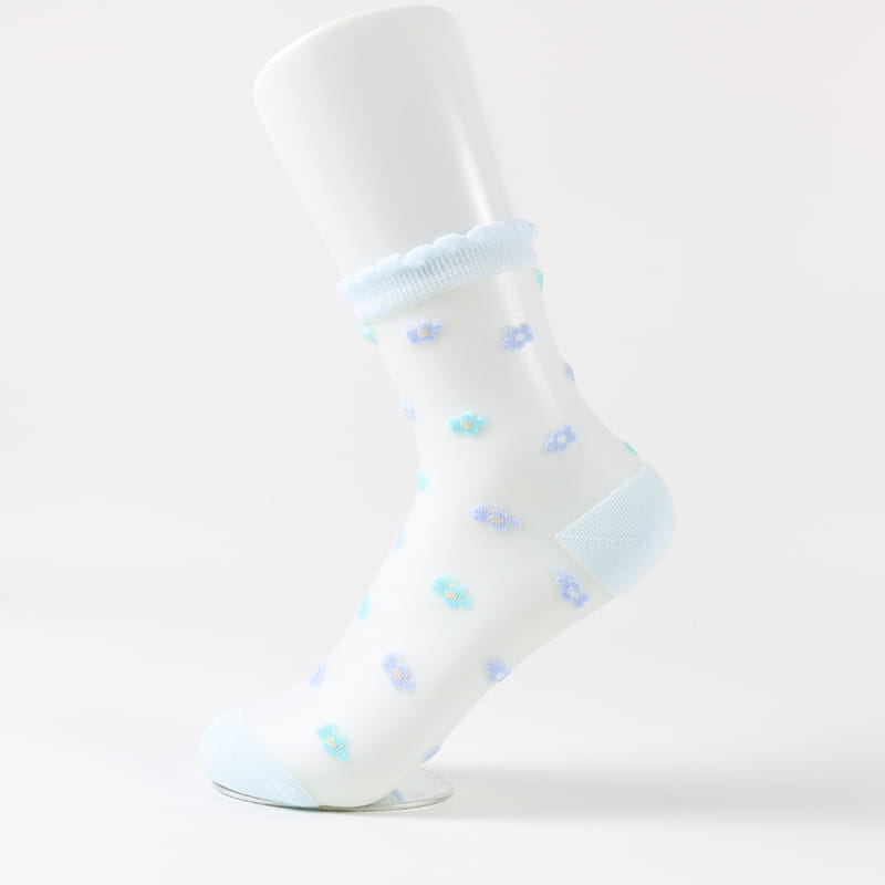 Chaussettes d'été en dentelle de cristal, petites fleurs transparentes en verre floral