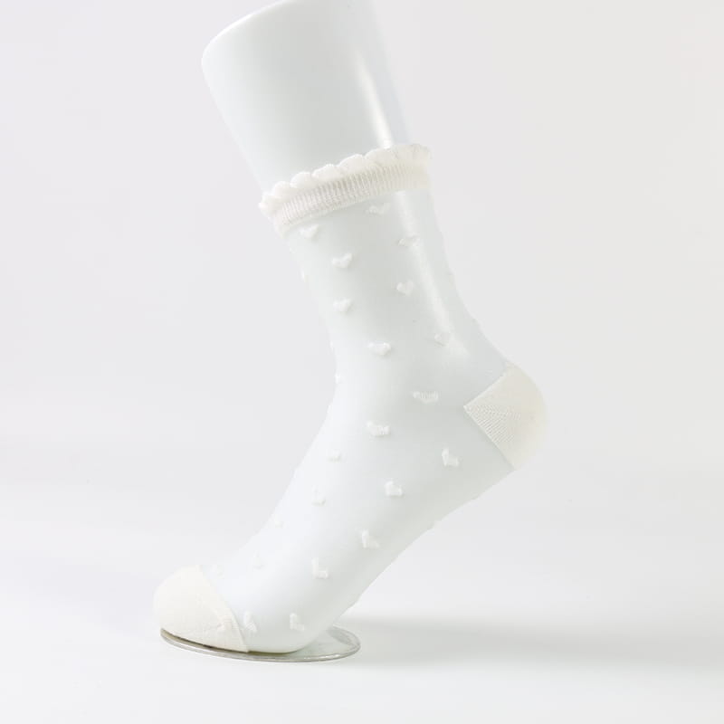 Chaussettes d'été en dentelle de verre et soie pour femmes, courtes et fines, transparentes