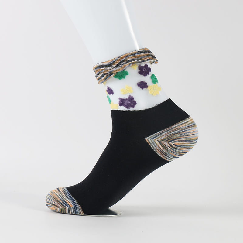 Chaussettes d'été fines et transparentes pour femmes, courtes, en soie cristal, en coton