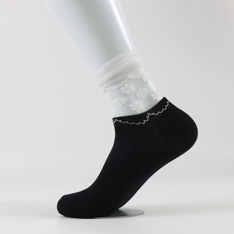 Mode coréenne et confortable chaussettes en coton pour femmes en soie de verre Luokou transparent