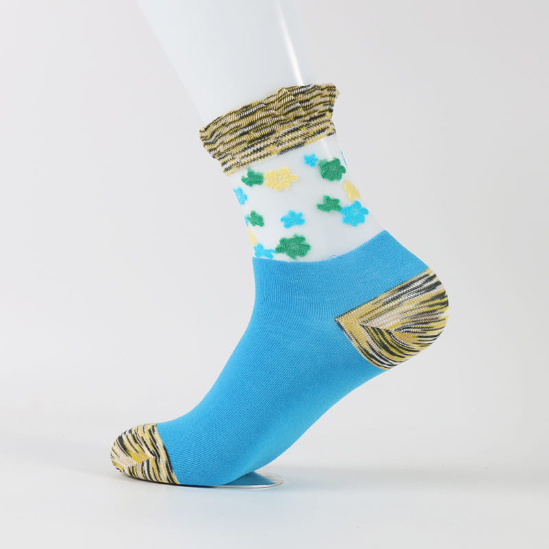 Chaussettes d'été fines et transparentes pour femmes, courtes, en soie cristal, en coton