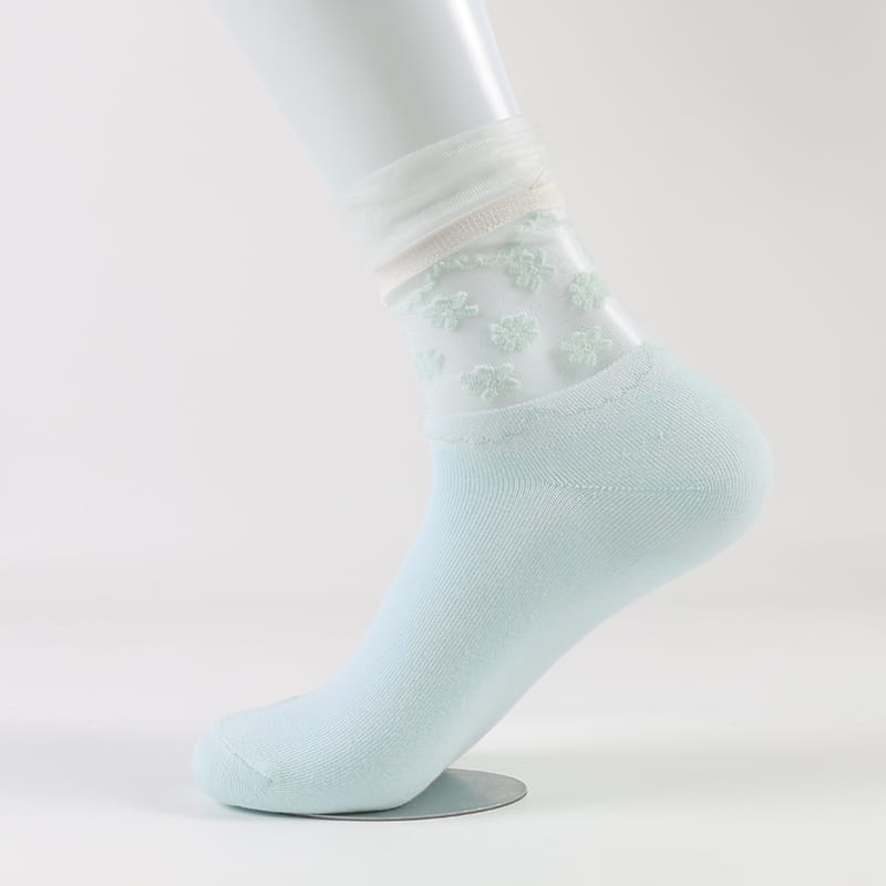 Mode coréenne et confortable chaussettes en coton pour femmes en soie de verre Luokou transparent