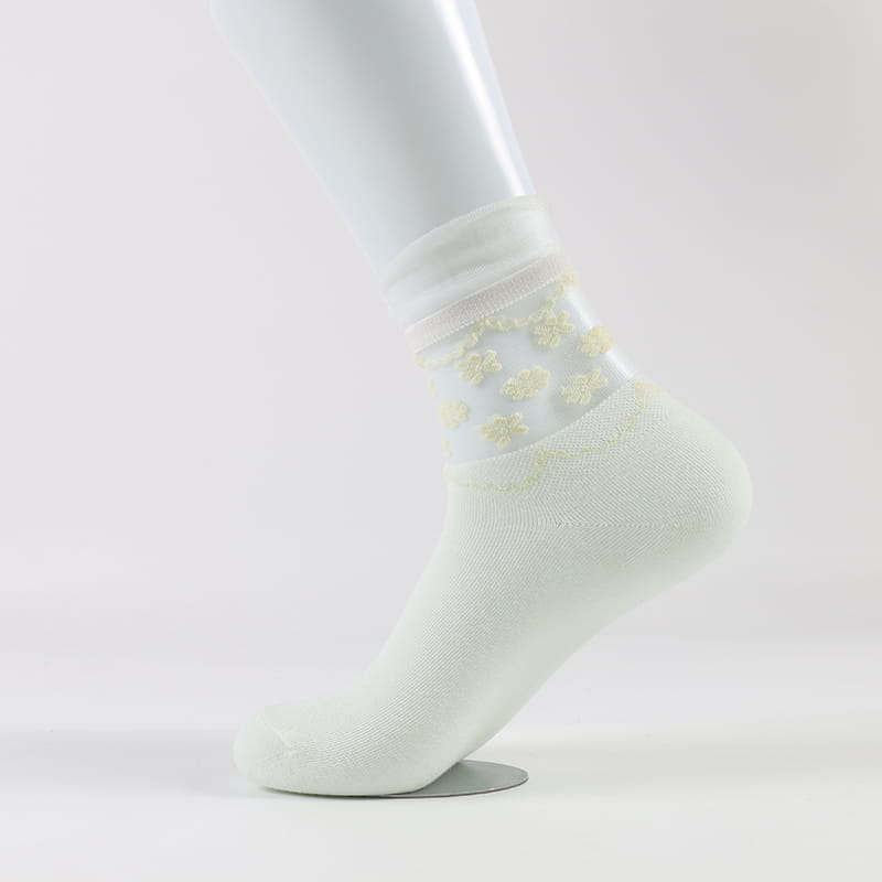 Mode coréenne et confortable chaussettes en coton pour femmes en soie de verre Luokou transparent