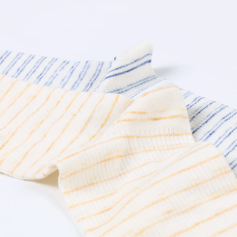 Nouveauté échantillon conception vert rayure côtelé équipage femmes chaussettes en coton peigné