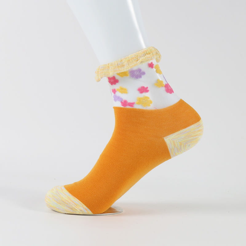 Chaussettes d'été fines et transparentes pour femmes, courtes, en soie cristal, en coton