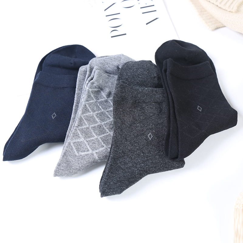 Chaussettes en coton peigné épais pour hommes, motif de notes d'automne et d'hiver, cousues à la main