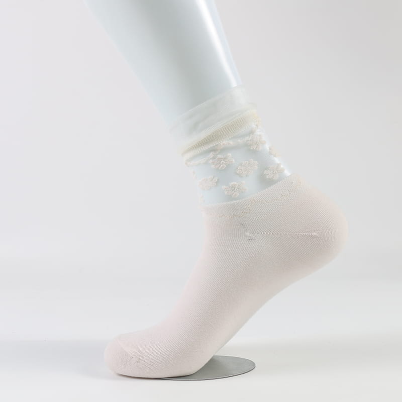 Mode coréenne et confortable chaussettes en coton pour femmes en soie de verre Luokou transparent