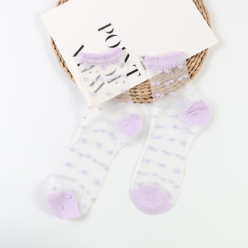 Chaussettes d'été en dentelle de verre et soie pour femmes, courtes et fines, transparentes