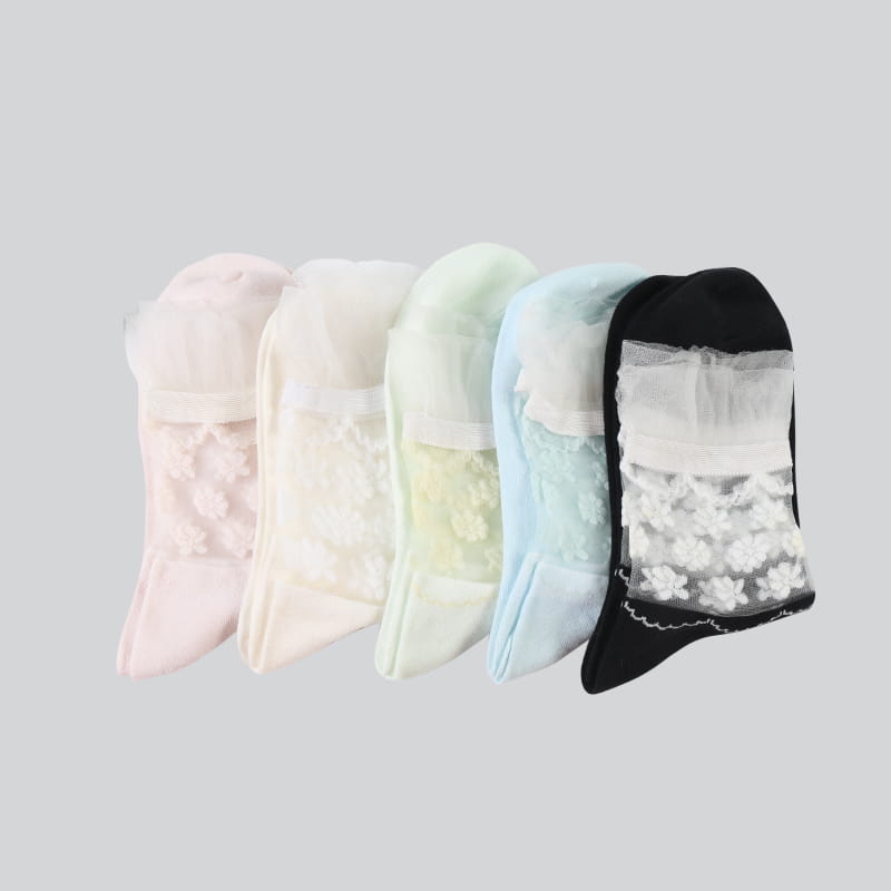 Mode coréenne et confortable chaussettes en coton pour femmes en soie de verre Luokou transparent