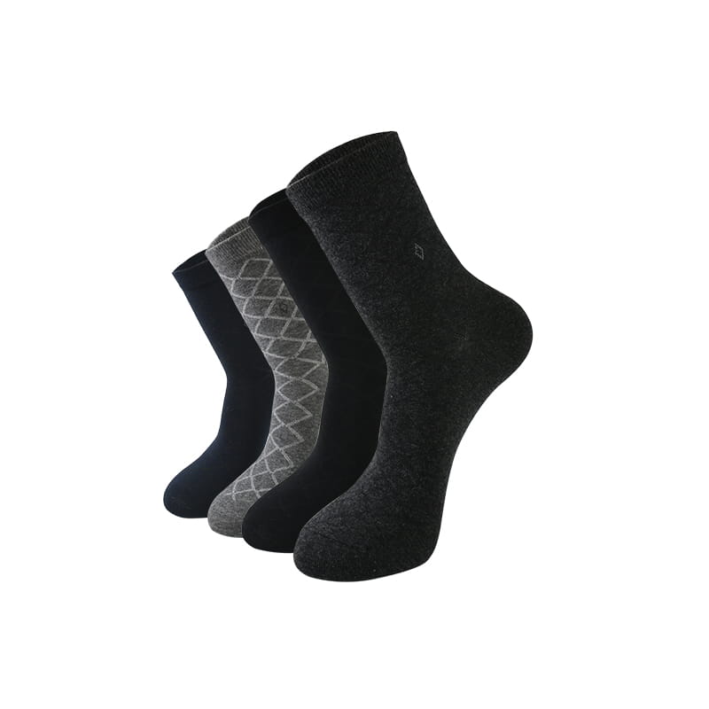 Chaussettes en coton peigné épais pour hommes, motif de notes d'automne et d'hiver, cousues à la main