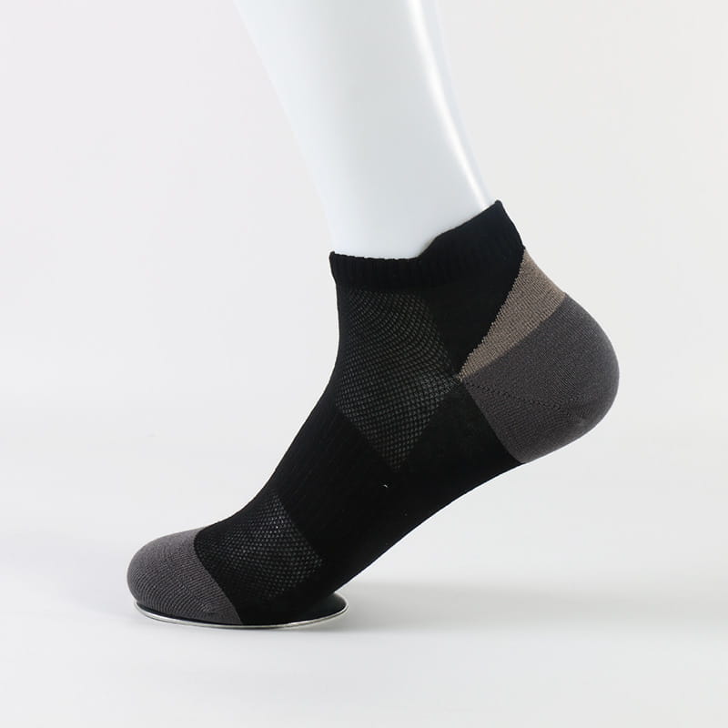 Chaussettes en bambou noires pour hommes, maille respirante assortie aux couleurs, vente en gros, cheville