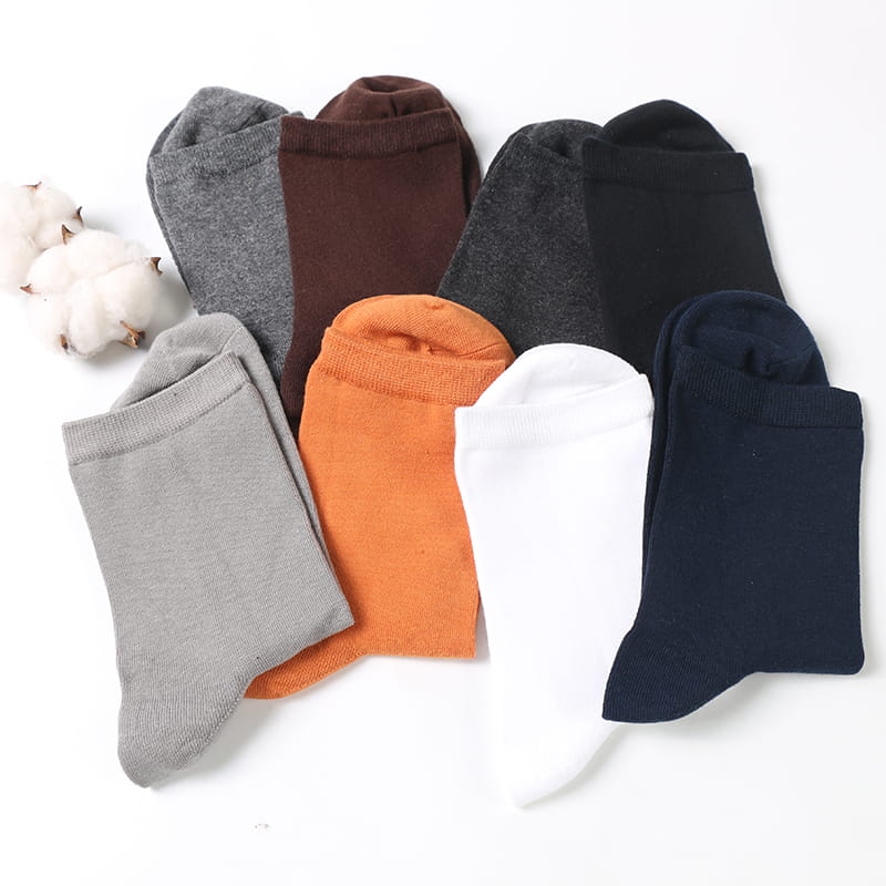 Chaussettes en coton pour hommes, couleur unie, robe d'affaires, automne et hiver