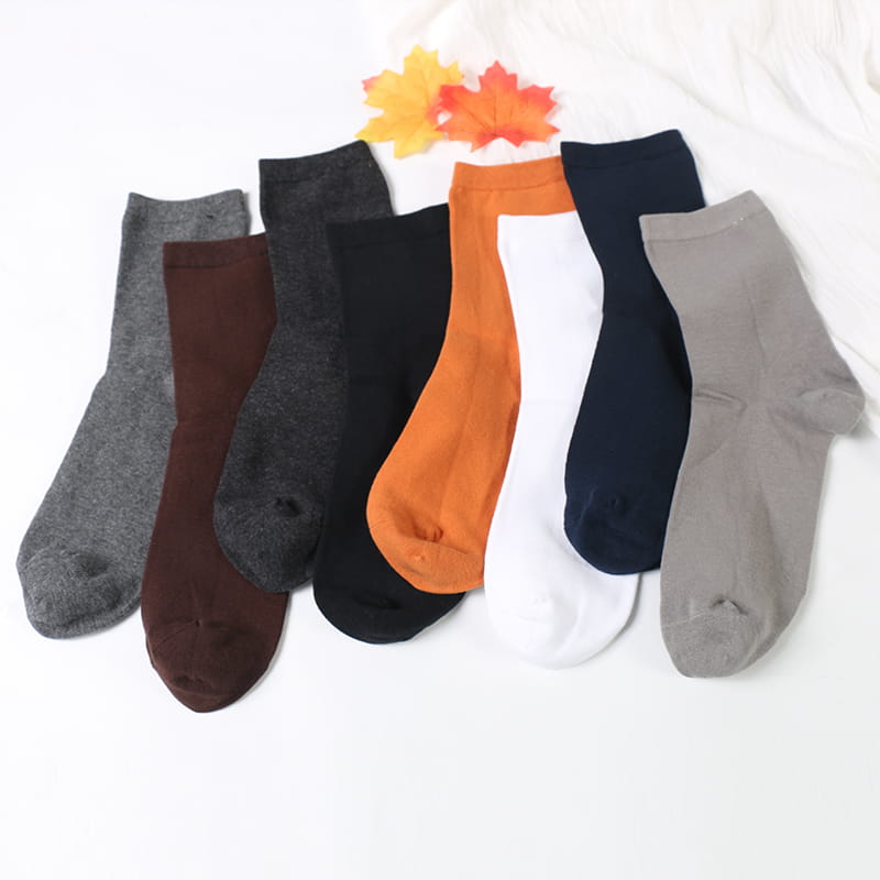 Chaussettes en coton pour hommes, couleur unie, robe d'affaires, automne et hiver