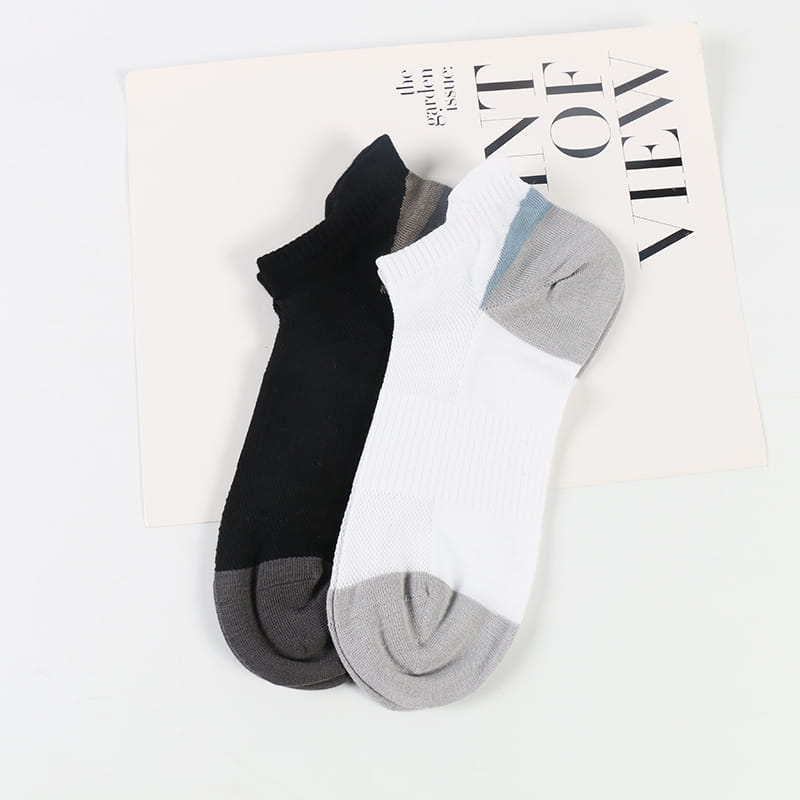 Chaussettes en bambou noires pour hommes, maille respirante assortie aux couleurs, vente en gros, cheville