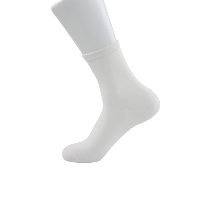 Chaussettes pour hommes en fibre de bambou, manchette de couleur unie, chaussettes cousues à la main