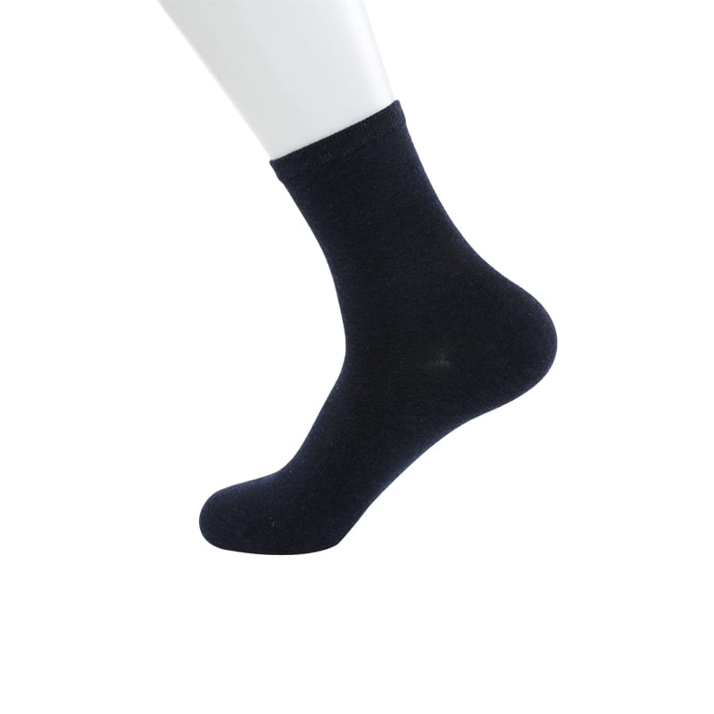 Chaussettes pour hommes en fibre de bambou, manchette de couleur unie, chaussettes cousues à la main