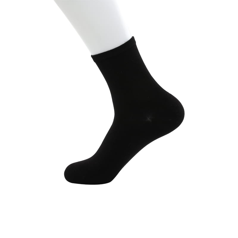 Chaussettes pour hommes en fibre de bambou, manchette de couleur unie, chaussettes cousues à la main