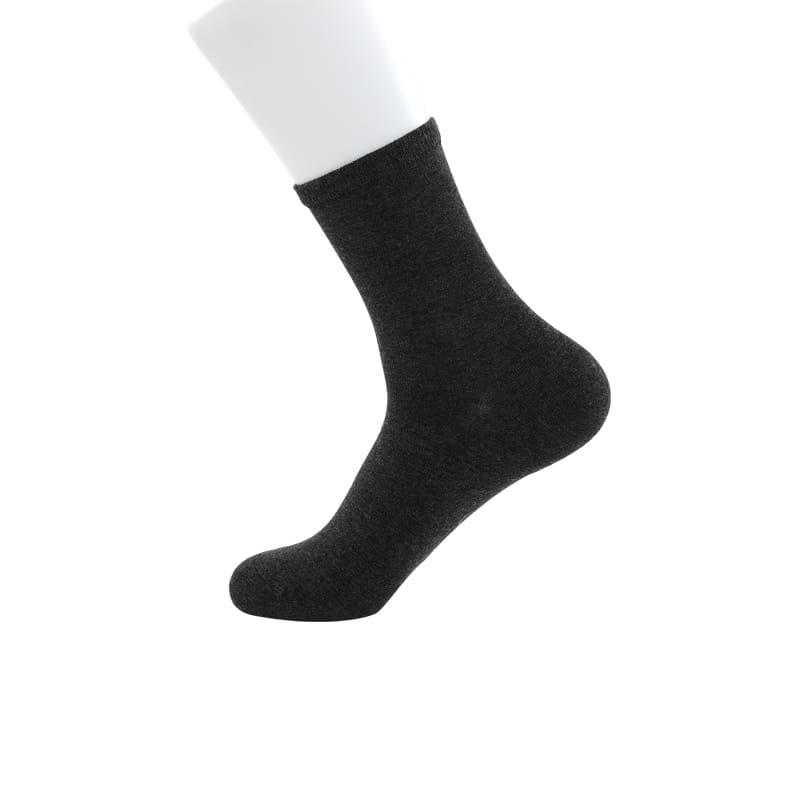 Chaussettes pour hommes en fibre de bambou, manchette de couleur unie, chaussettes cousues à la main