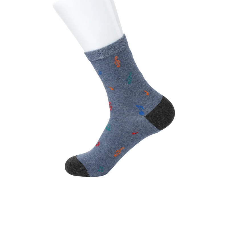 Chaussettes en coton peigné épais pour hommes, motif de notes d'automne et d'hiver, cousues à la main