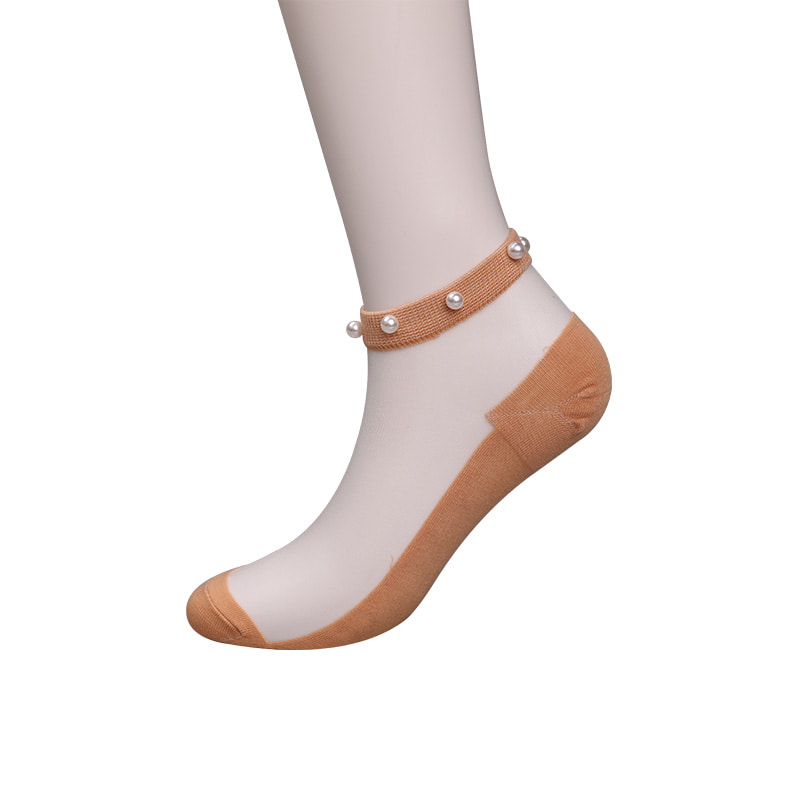 Mode nylon transparent soie coton bas femmes bateau chaussettes haut perle verre cristal soie femmes bateau chaussettes WSD1288