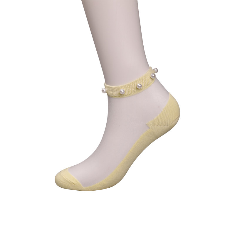 Mode nylon transparent soie coton bas femmes bateau chaussettes haut perle verre cristal soie femmes bateau chaussettes WSD1288