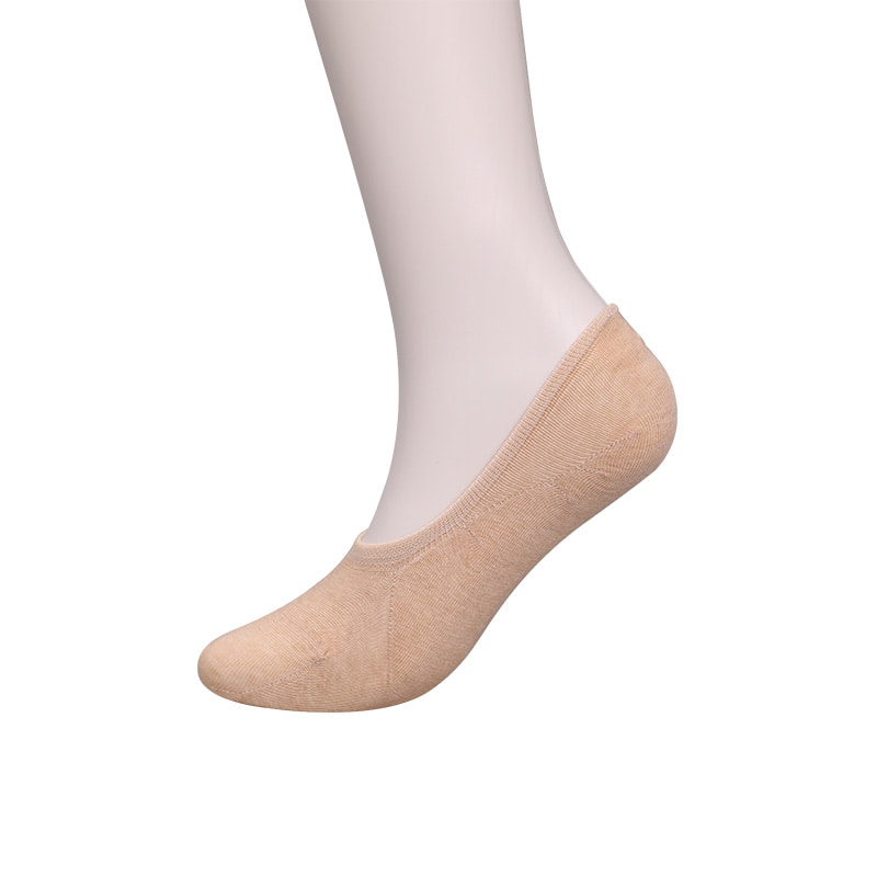 Chaussettes femme invisibles cousues main en coton de couleur naturelle, maille, WSD1401
