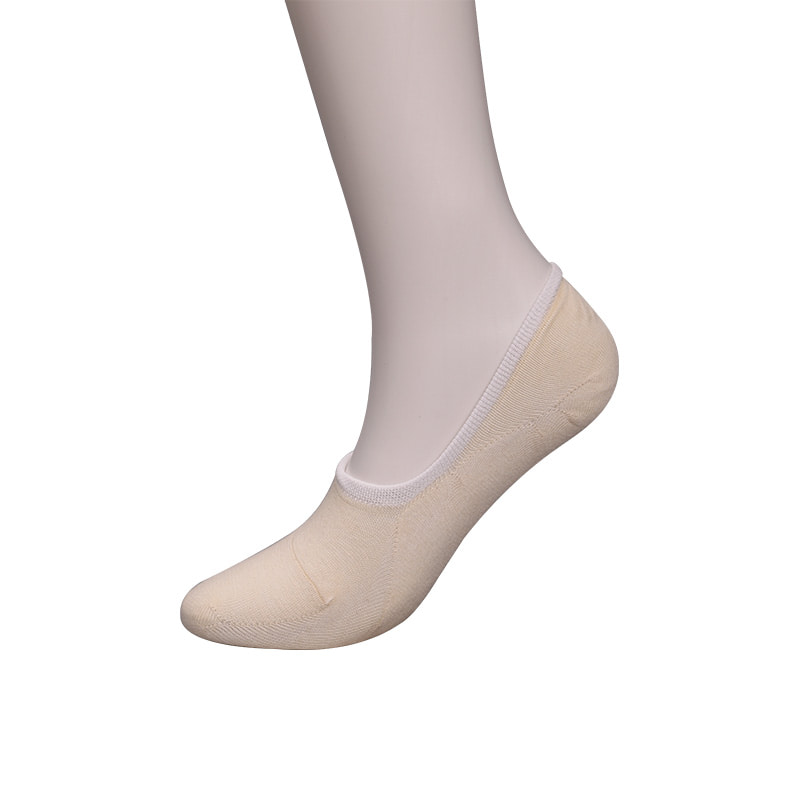 Chaussettes femme invisibles cousues main en coton de couleur naturelle, maille, WSD1401