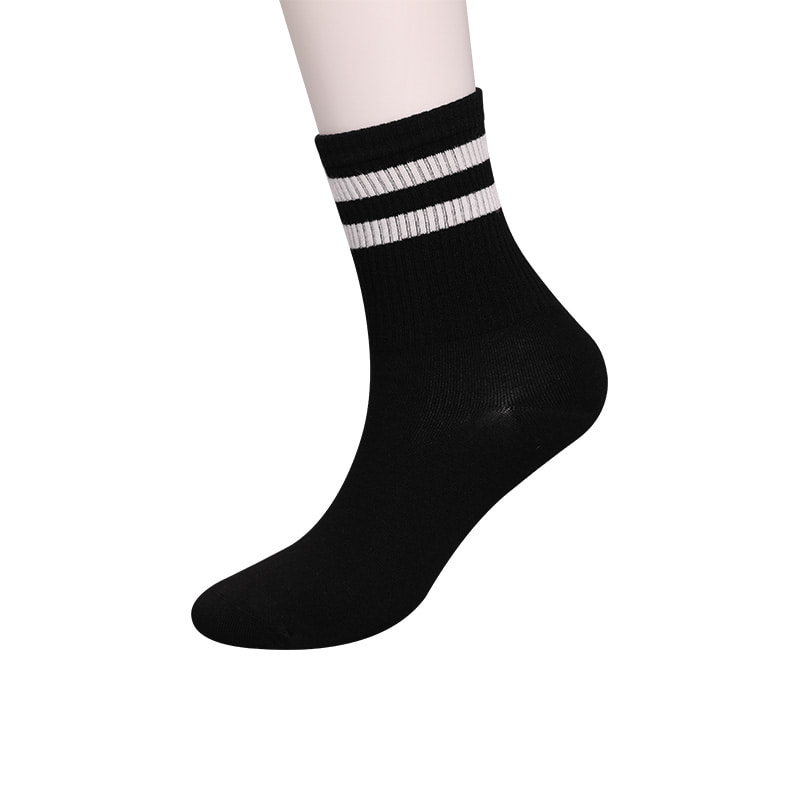 Nylon de soie filé doux recouvert d'ammoniaque 2 bandes horizontales et chaussettes femme renforcées cousues main WSD1536