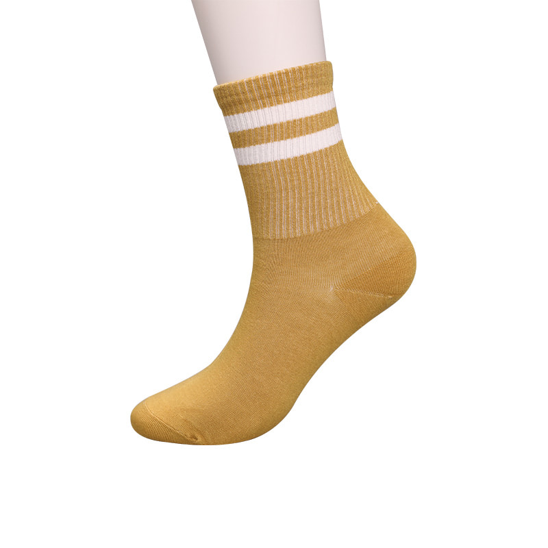 Nylon de soie filé doux recouvert d'ammoniaque 2 bandes horizontales et chaussettes femme renforcées cousues main WSD1536