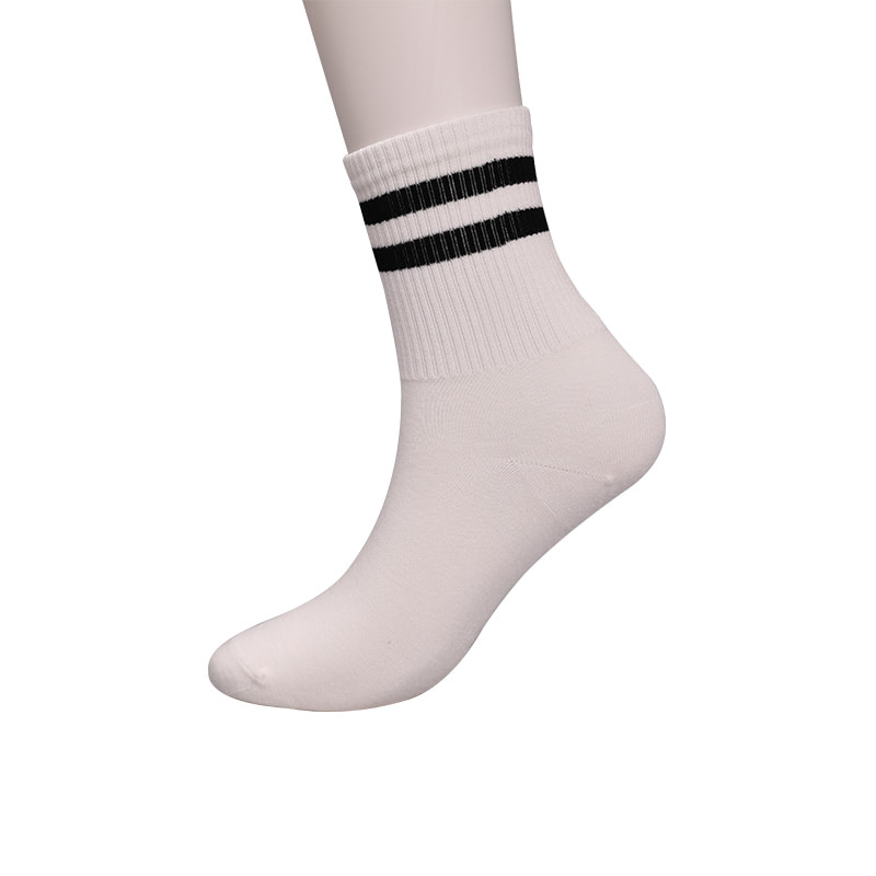 Nylon de soie filé doux recouvert d'ammoniaque 2 bandes horizontales et chaussettes femme renforcées cousues main WSD1536